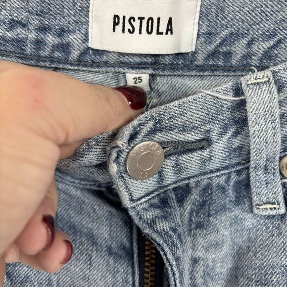 Pistola Women's High Rise Relaxed Roller Gifted Distressed Raw Jeans‎ Size 25 - Picture 5 of 9